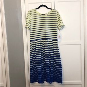 LulaRoe Butter and bright blue gradient Amelia 2x